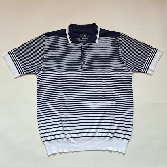 NEW Impulso Italian 100% Cotton Striped Blue Polo Shirt Size S - Picture 9 of 14